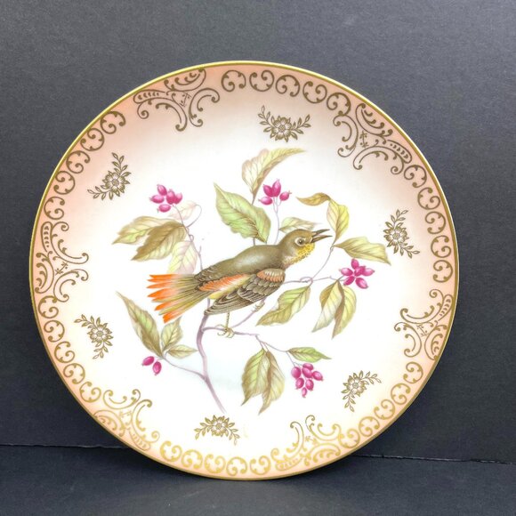 Set 2 Mitterteich Bavaria Germany 7.5" Decorative Bird Plates with Gold Accents - Picture 3 of 12